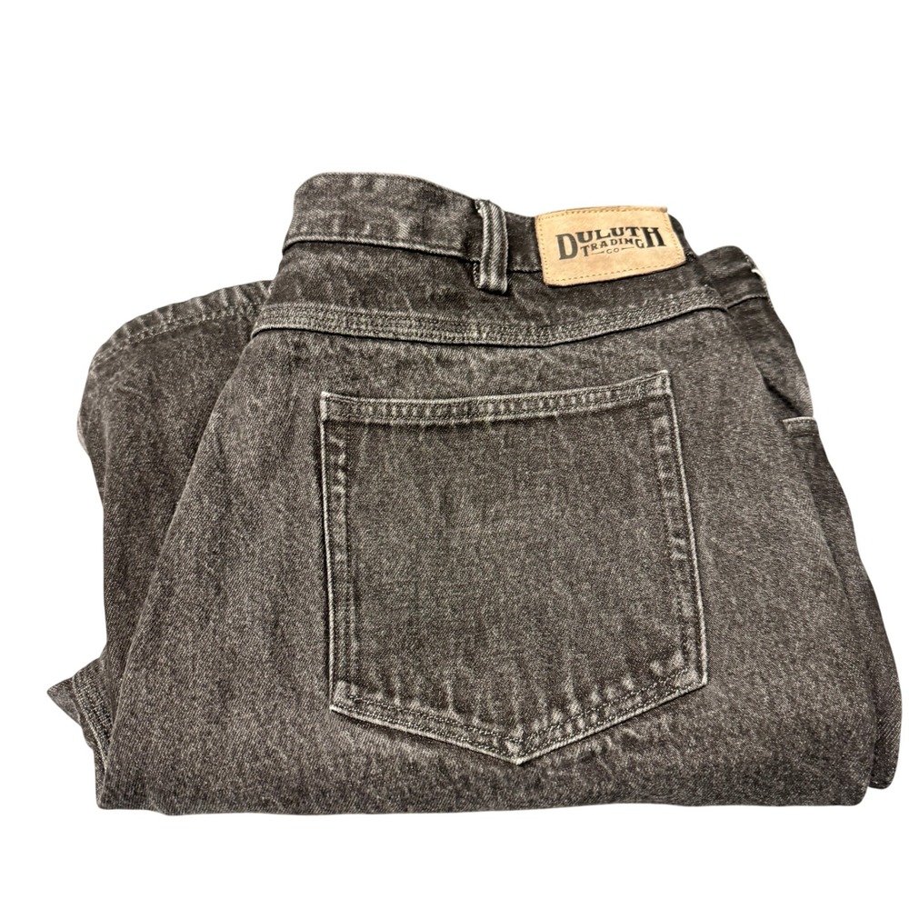 Duluth Trading Jeans Mens 42x30 ACTUAL Ballroom Black Denim Workwear Relaxed Fit